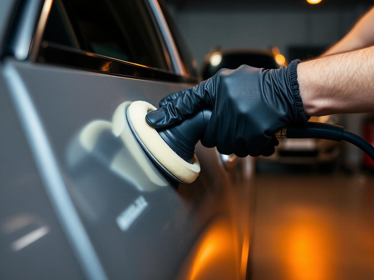 Machine polishing a car panel
